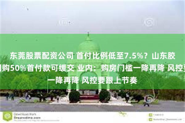 东莞股票配资公司 首付比例低至7.5%？山东胶州商品房团购50%首付款可缓交 业内：购房门槛一降再降 风控要跟上节奏